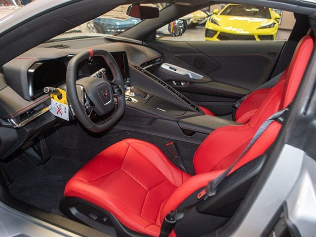 2020 c8 corvette silver red interior 1