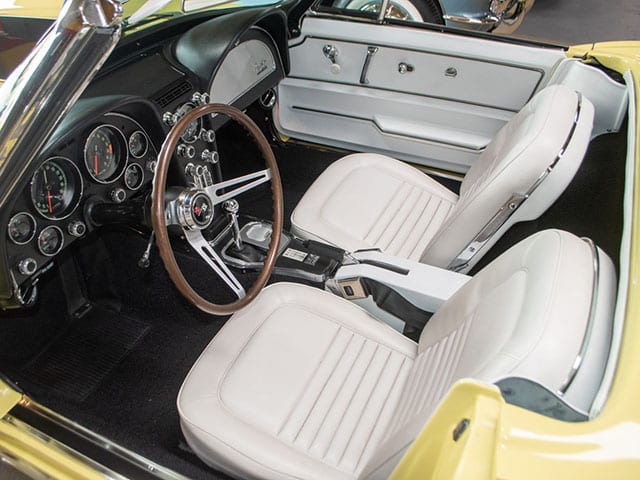 1967 sunfire yellow corvette l68 convertible interior